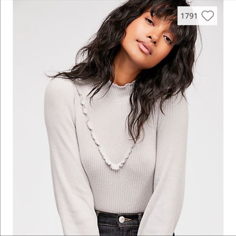 Free People Mock Neck Ruffle Top
